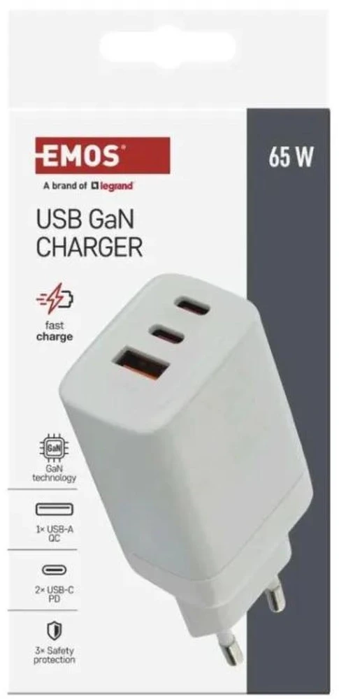 Emos Universal USB adapter GaN to PD 65 W max.