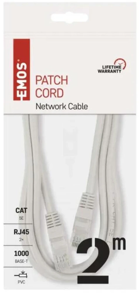 Kabelis EMOS RJ-45 M, RJ-45 M, 2m, pilkas S9123