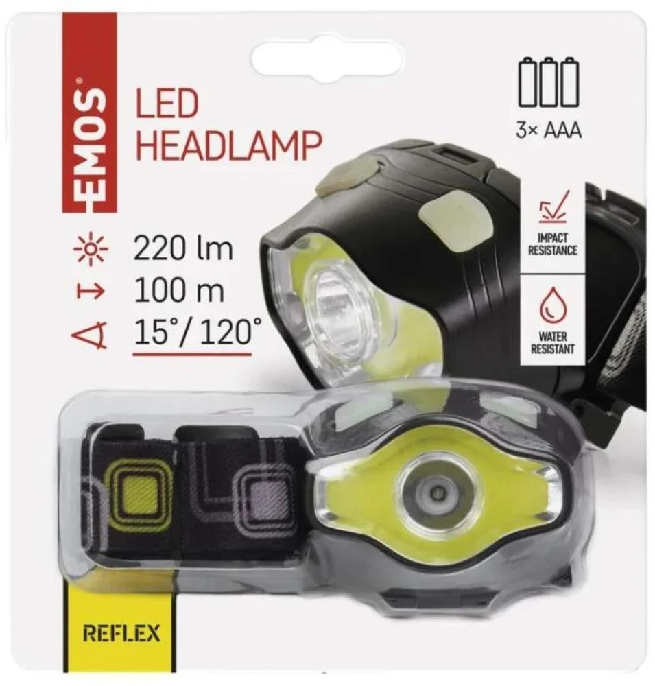 Emos Žibintuvėlis priekinis P3536 LED COB 3W + LED 3W, 220 lm, 100m 3 AAA