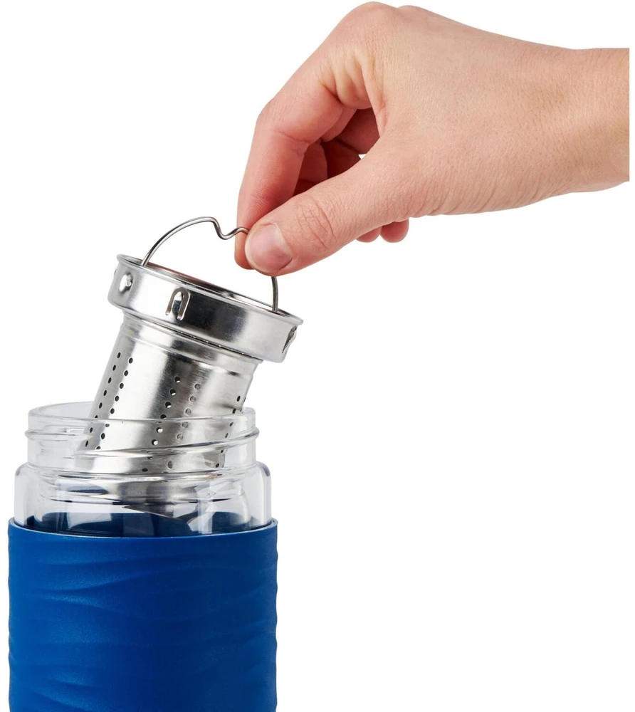 Emsa Emsa Tea Mug thermal tea mug 0.4 liters (mėlynas/transparent, glass, screw cap)