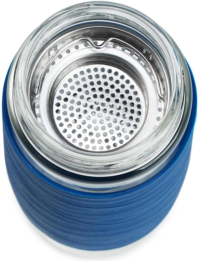 Emsa Emsa Tea Mug thermal tea mug 0.4 liters (mėlynas/transparent, glass, screw cap)