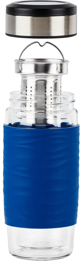Emsa Emsa Tea Mug thermal tea mug 0.4 liters (mėlynas/transparent, glass, screw cap)