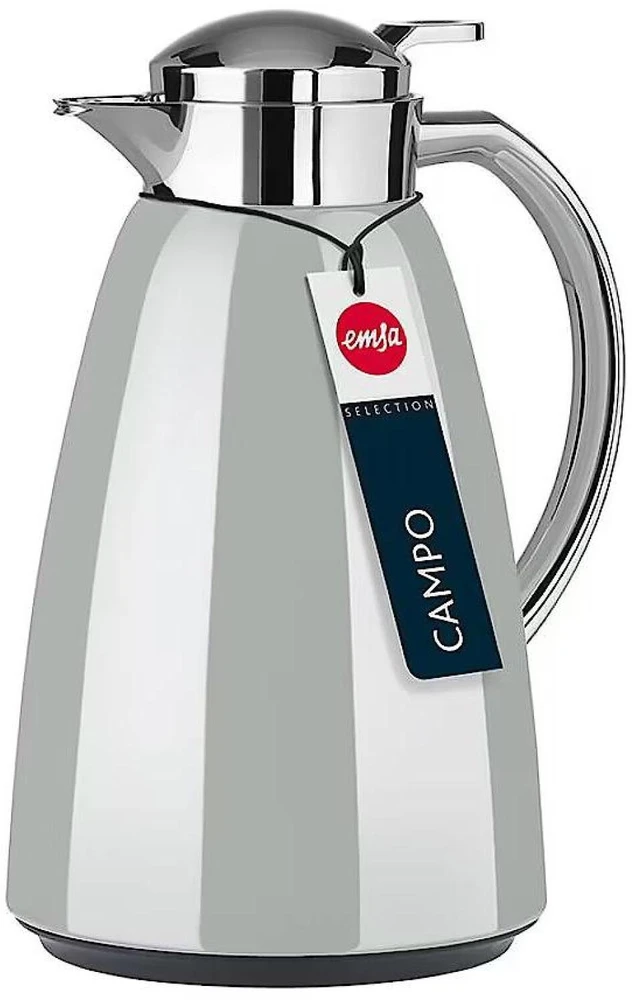 Emsa Campo vakuuminis ąsotis F4130100, 1l, pilkas, nerūdijantis plienas, stiklas, hermetiškas, rankena, vakuuminė izoliacija