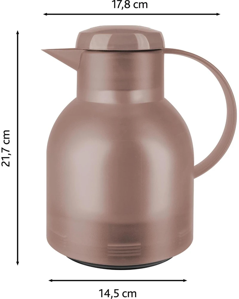 Emsa SAMBA Isolierkanne, 1 Liter (dunkelbraun/transparent, QUICK PRESS Verschluss)