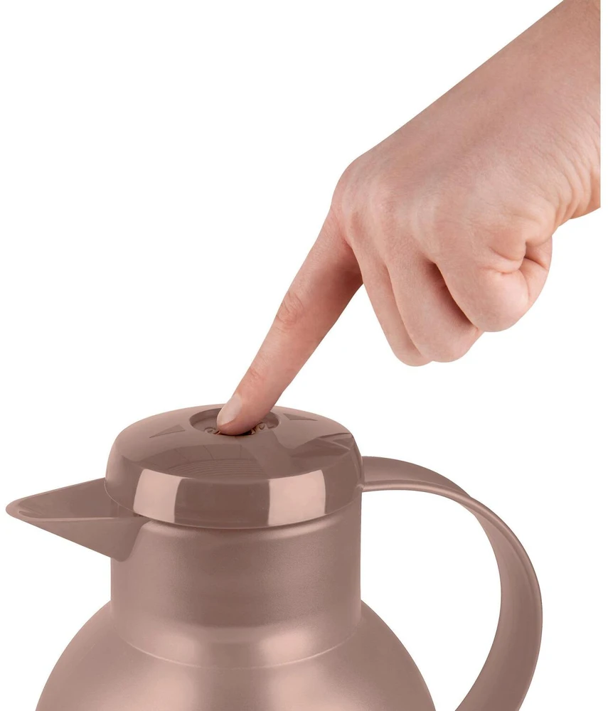 Emsa SAMBA Isolierkanne, 1 Liter (dunkelbraun/transparent, QUICK PRESS Verschluss)