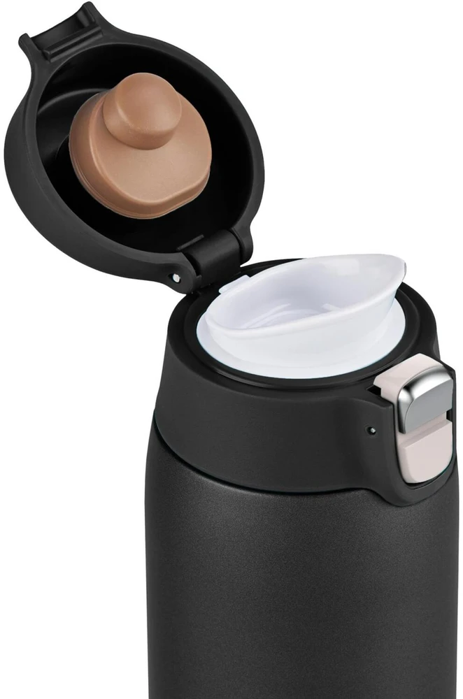 Emsa TRAVEL MUG light thermal mug (juodas (matt), 0.4 liters, flip lid)