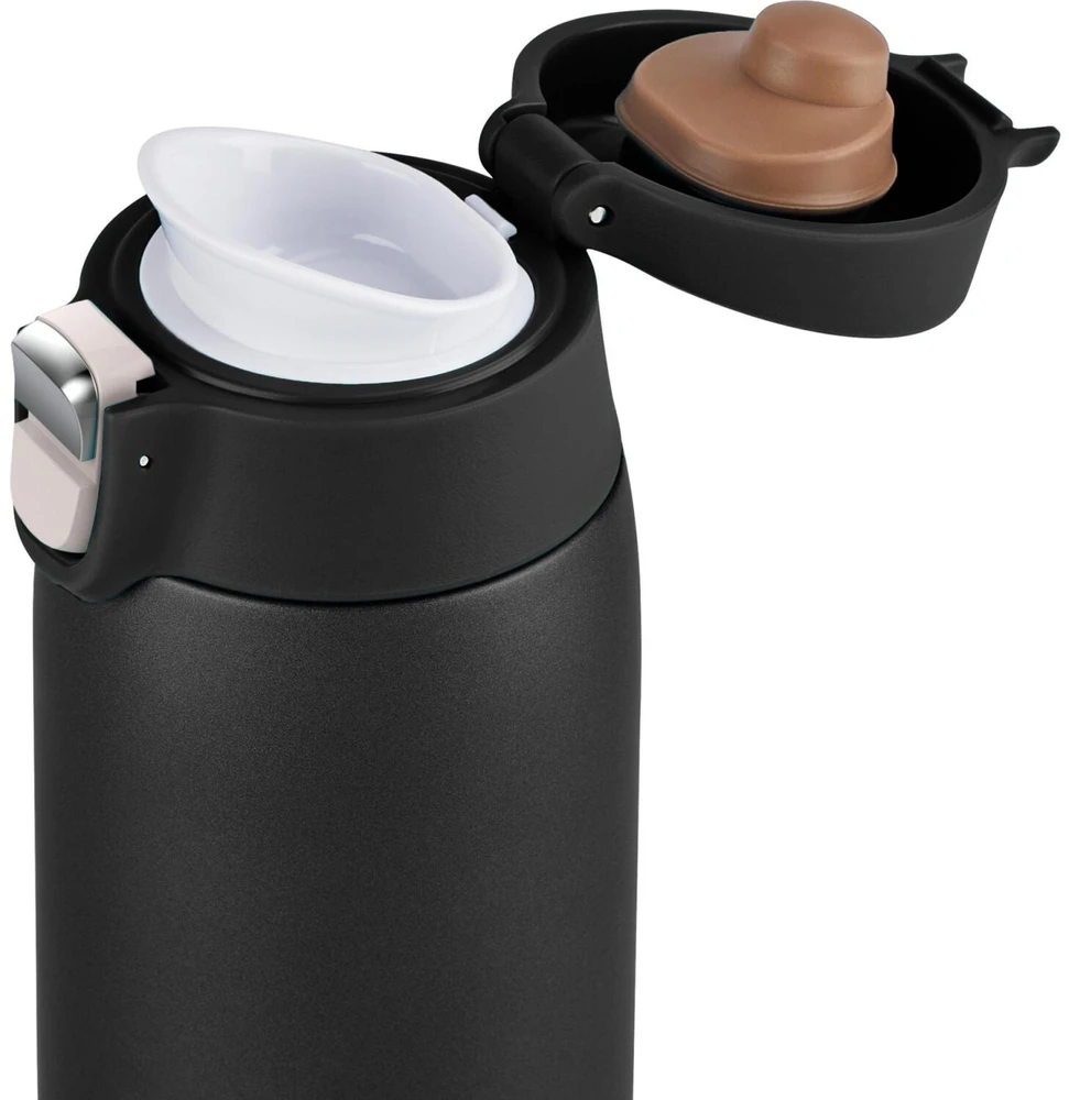 Emsa TRAVEL MUG light thermal mug (juodas (matt), 0.4 liters, flip lid)
