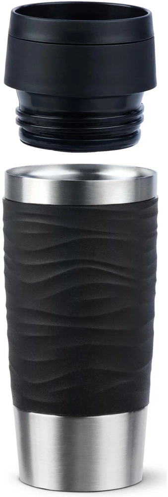 Emsa TRAVEL MUG Waves Thermobecher (juodas/edelstahl, 0,36 Liter)