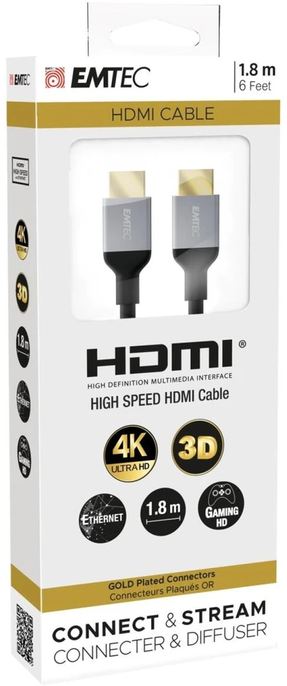 HDMI kabelis HDMI–HDMI 4K Emtec, 1,8 m