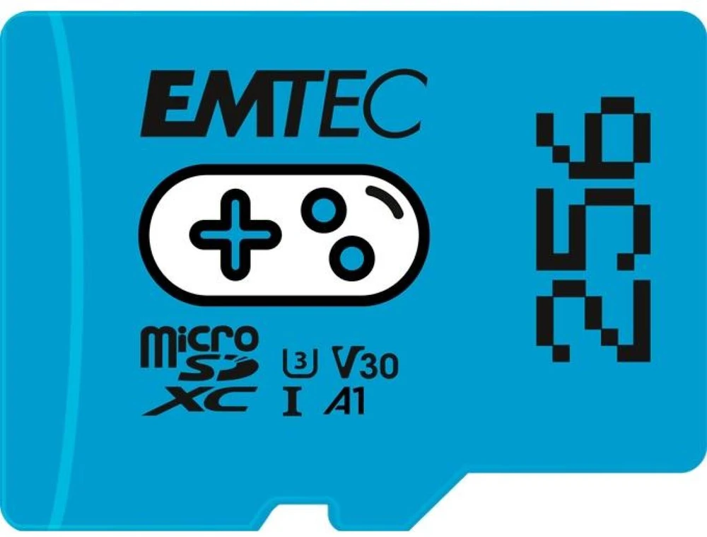 Žaidimų Micro SDXC atminties kortelė UHS-I U3 V30 A1 EMTEC, 256 GB, mėlyna