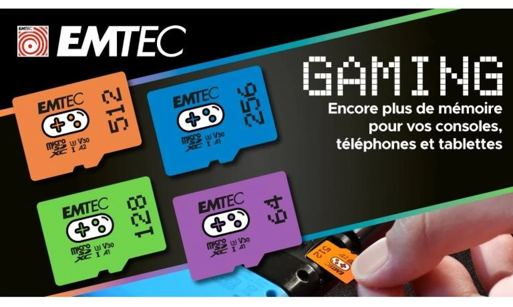 Žaidimų Micro SDXC atminties kortelė UHS-I U3 V30 A1 EMTEC, 256 GB, mėlyna