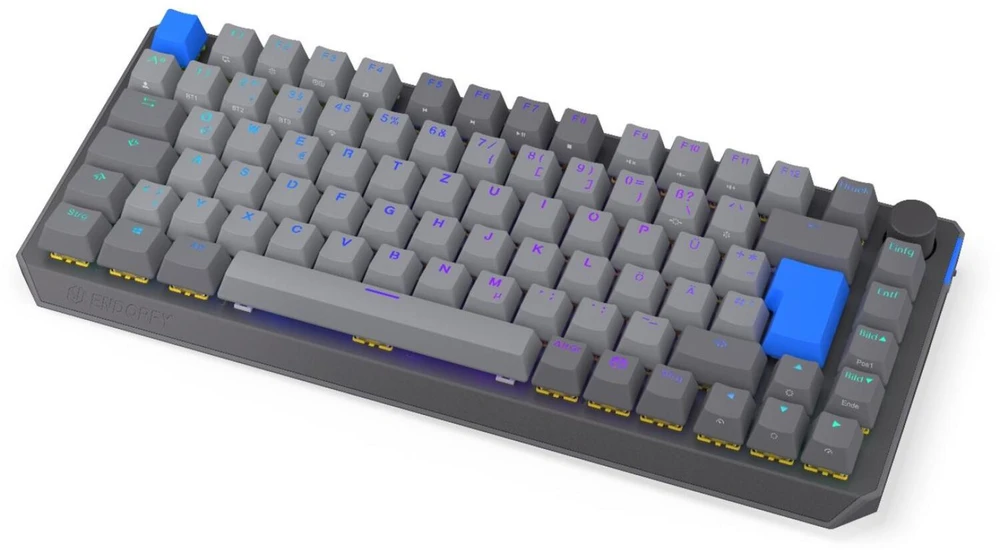 ENDORFY Thock V2 75% Wireless, Gaming-klaviatūra - pilka, DE-išdėstymas, ENDORFY Geltona by Gateron