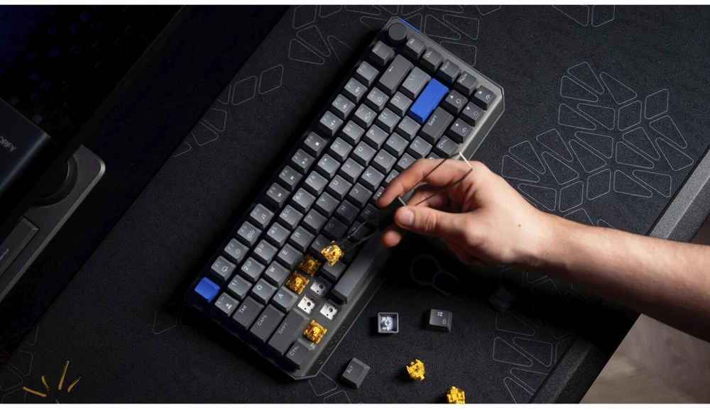 ENDORFY Thock V2 75% Wireless, Gaming-klaviatūra - pilka, DE-išdėstymas, ENDORFY Geltona by Gateron