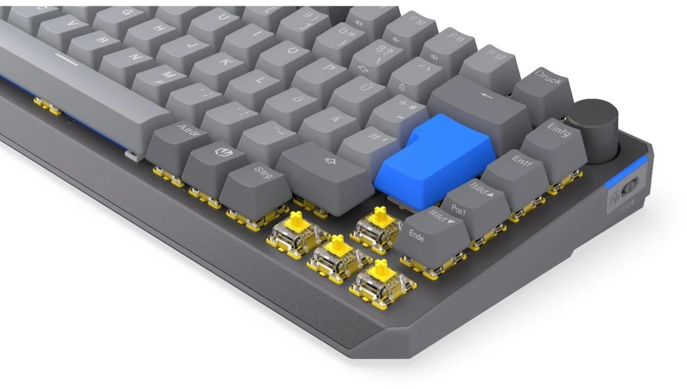 ENDORFY Thock V2 75% Wireless, Gaming-klaviatūra - pilka, DE-išdėstymas, ENDORFY Geltona by Gateron