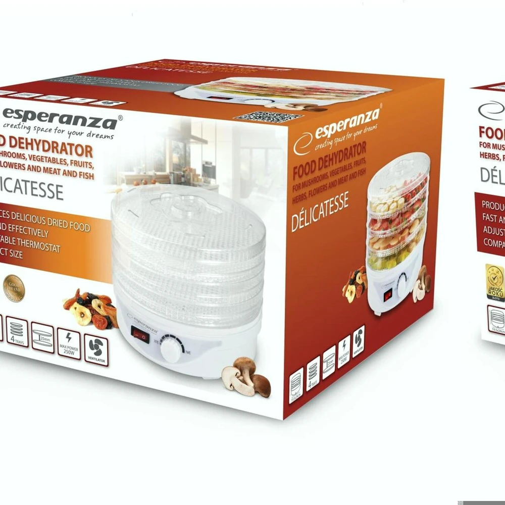 Grybų, daržovių ir vaisių džiovintuvas Esperanza Delicatesse EKD003, Baltas