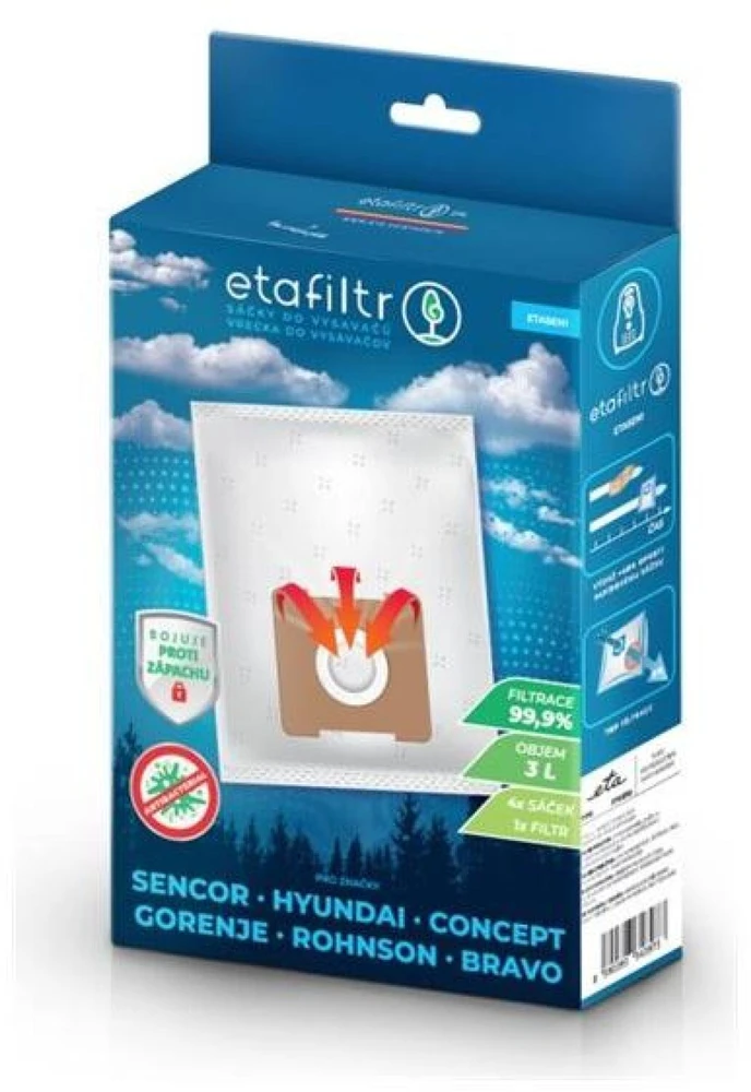 ETA Dust bags for vacuum cleaners Concept, ECG, Gorenje, Hyundai, Rohnson, Samsung, Sencor, Tesla and others | ETASEN1 | 4 pc(s) | Baltas