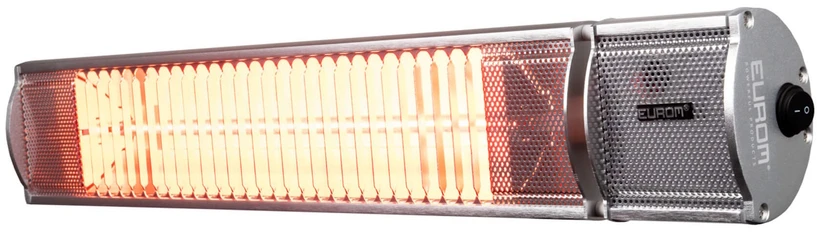 Eurom Golden 1800 Comfort RC infraraudonųjų spindulių terasos šildytuvas laukui 1800W IP65 nuotolinis valdymas montuojamas ant sienos iki 20m2 sidabrinė