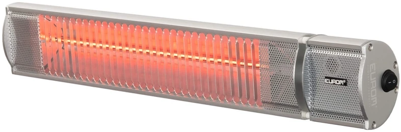 Eurom Golden 2200 Comfort RCD infraraudonųjų spindulių terasos šildytuvas laukui 2200W IP65 nuotolinis valdymas montuojamas ant sienos iki 25m2 sidabrinė