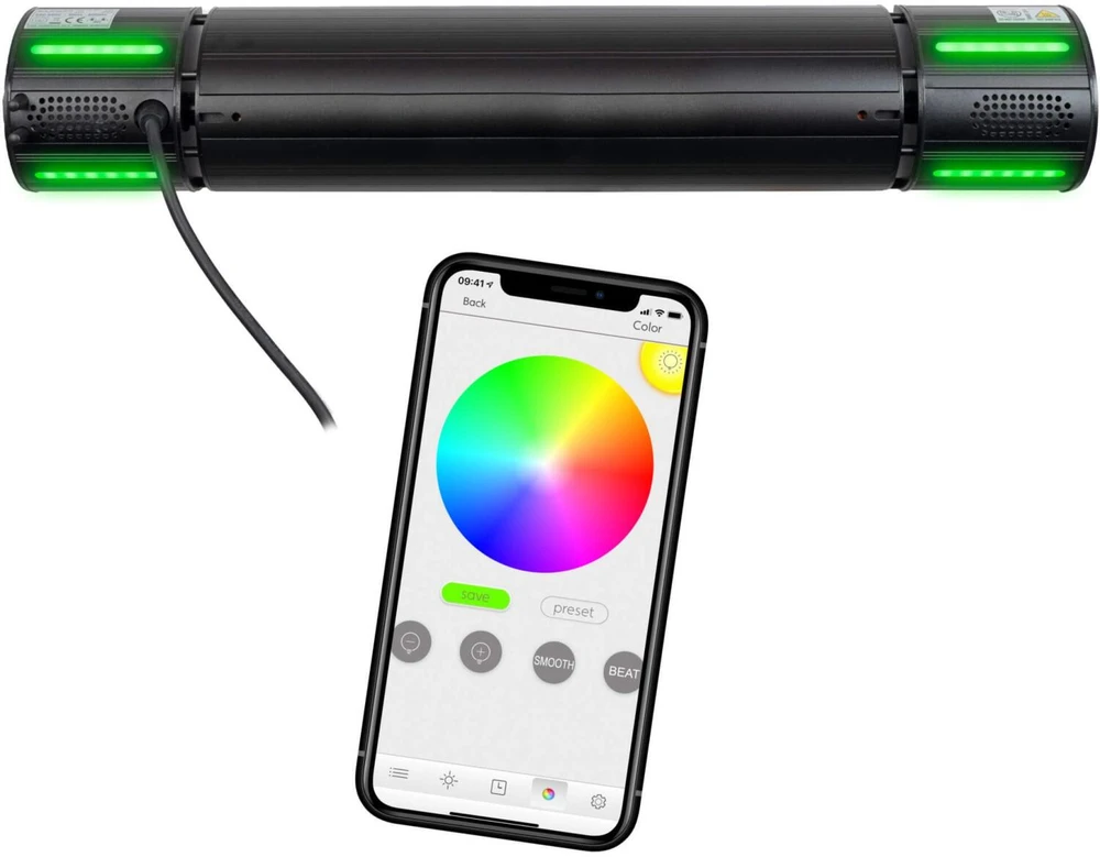 Eurom Terasos šildytuvas 334579, 2000 W, IP65, 185 cm maitinimo laidas, Bluetooth valdymas, LED apšvietimas