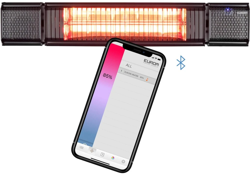 Eurom Terasos šildytuvas 334579, 2000 W, IP65, 185 cm maitinimo laidas, Bluetooth valdymas, LED apšvietimas