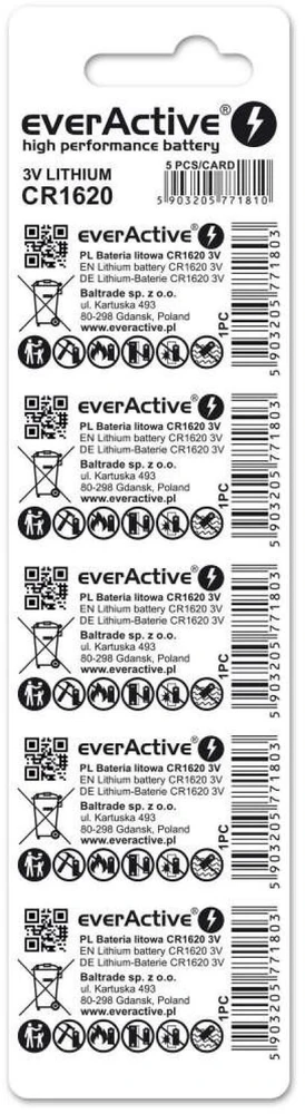 Baterija - everActive CR1620 5 vnt.