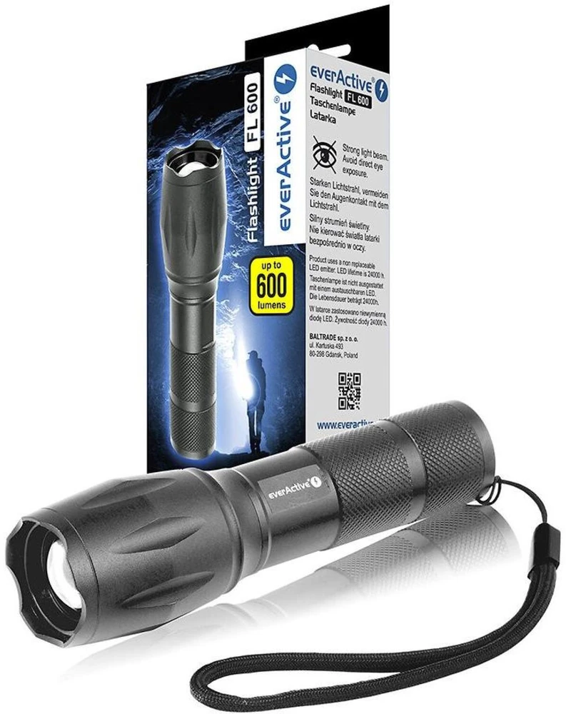 LED žibintas - everActive FL-600 600 liumenų aliuminis IPX4 atsparus vandeniui
