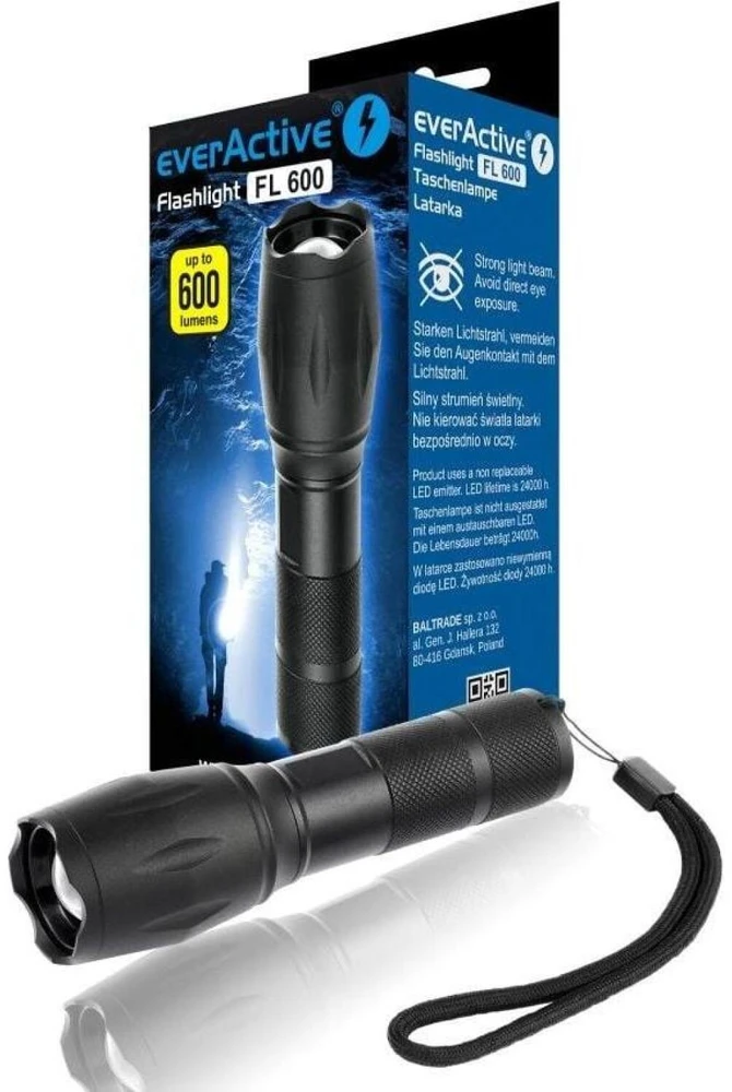 LED žibintas - everActive FL-600 600 liumenų aliuminis IPX4 atsparus vandeniui