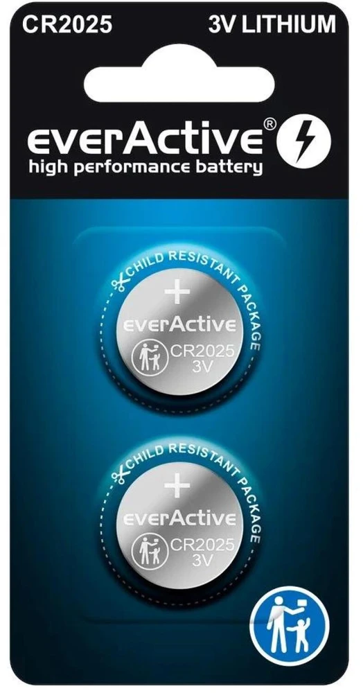 Ličio baterija mini everActive CR2025 - blisteryje 2 vnt.