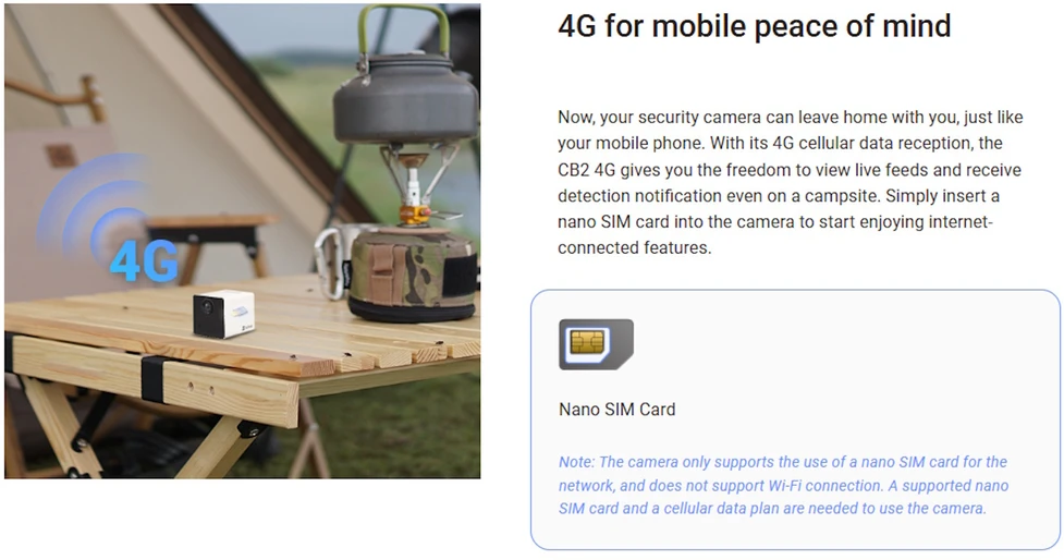 Ezviz CB2 CS-CB2 Iekštelpu 4MP 2K Viedā 4G SIM Akumulatora Kamera MicroSD / Nakts redzamība Pelēka