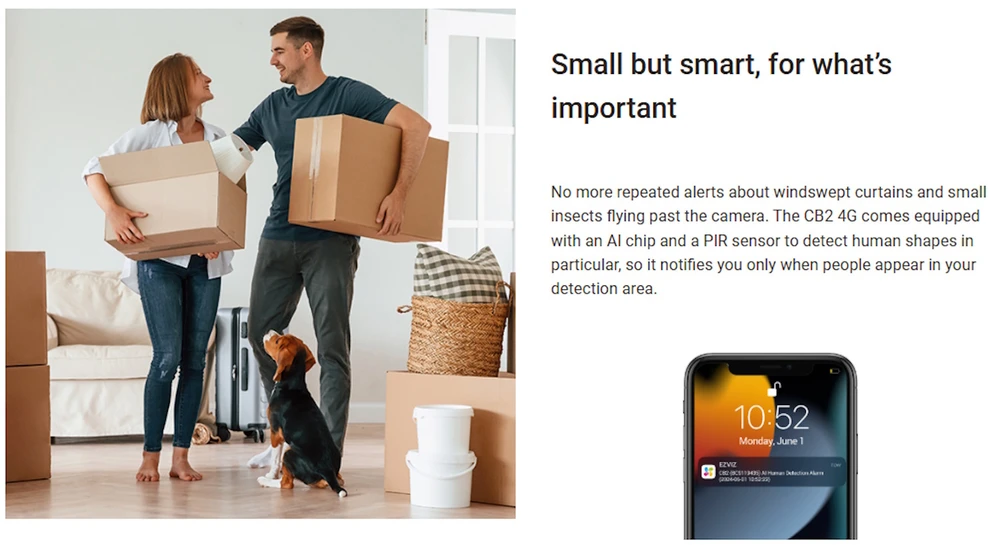 Ezviz CB2 CS-CB2 Iekštelpu 4MP 2K Viedā 4G SIM Akumulatora Kamera MicroSD / Nakts redzamība Pelēka