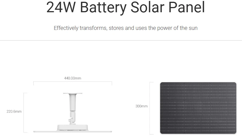 Ezviz PBC24 2in1 24W Saules panelis + 75Wh Power Bank visām akumulatoru kamerām (292mm x 194mm) Balts