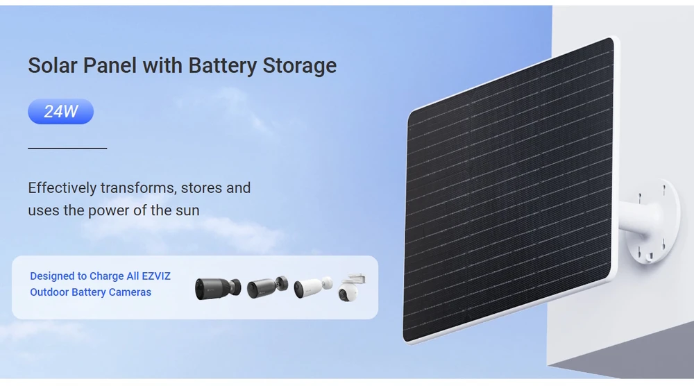 Ezviz PBC24 2in1 24W Saules panelis + 75Wh Power Bank visām akumulatoru kamerām (292mm x 194mm) Balts