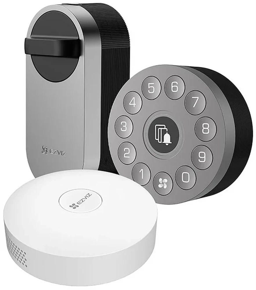 Ezviz DL01S 3in1 komplekts Viedā slēdzene iekštelpas + ārpus telpas + durvju zvans ar Gatewayy Sudraba