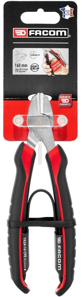Facom 192A.16CPEPB įstrižinės replės, 160mm, 2mm, 210kg/mm², ASME B107.500, ergonomiškos, bi-medžiaga