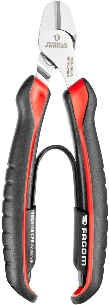 Facom 192A.16CPEPB įstrižinės replės, 160mm, 2mm, 210kg/mm², ASME B107.500, ergonomiškos, bi-medžiaga