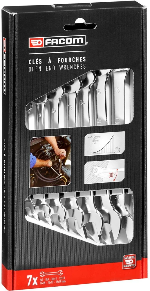 Double Open-end Wrench Set Facom 44.J7PB 6-19 mm 7 Dalys