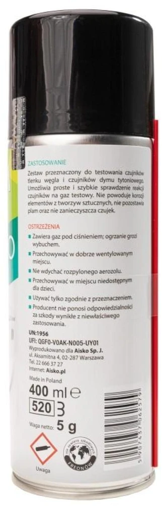Firesco Aisko Anglies monoksido ir tabako dūmų jutiklių bandymo dujos; 2459