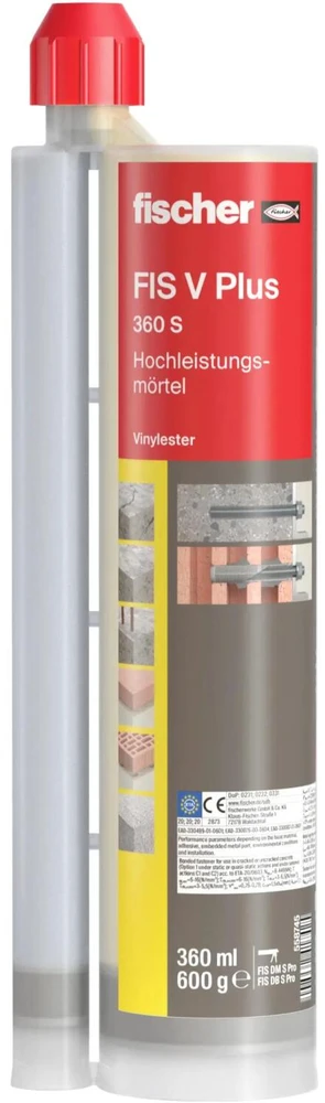Fischer Hochleistungsmörtel FIS V Plus 360 S + Kühlbox (grau, 8 Kartuschen mit je 360ml, in passiver Kühlbox)