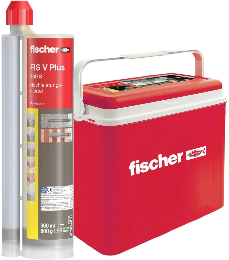 Fischer Hochleistungsmörtel FIS V Plus 360 S + Kühlbox (grau, 8 Kartuschen mit je 360ml, in passiver Kühlbox)