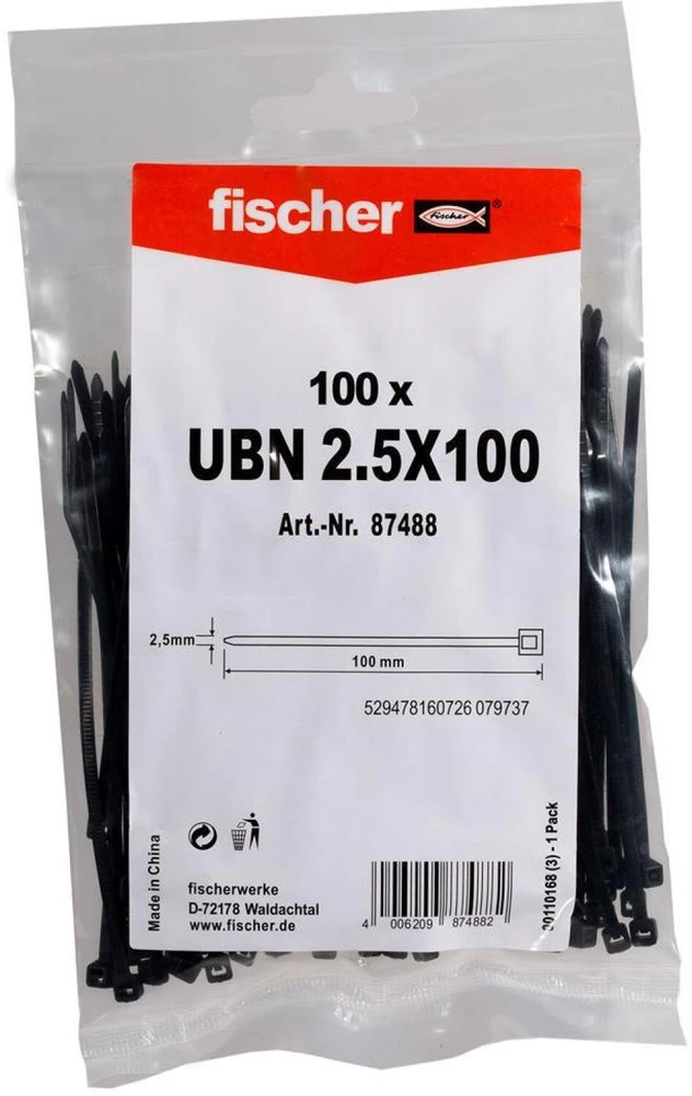 FISCHER OPASKA KABLOWA UBN 2,5 x 100mm Juoda 100szt.