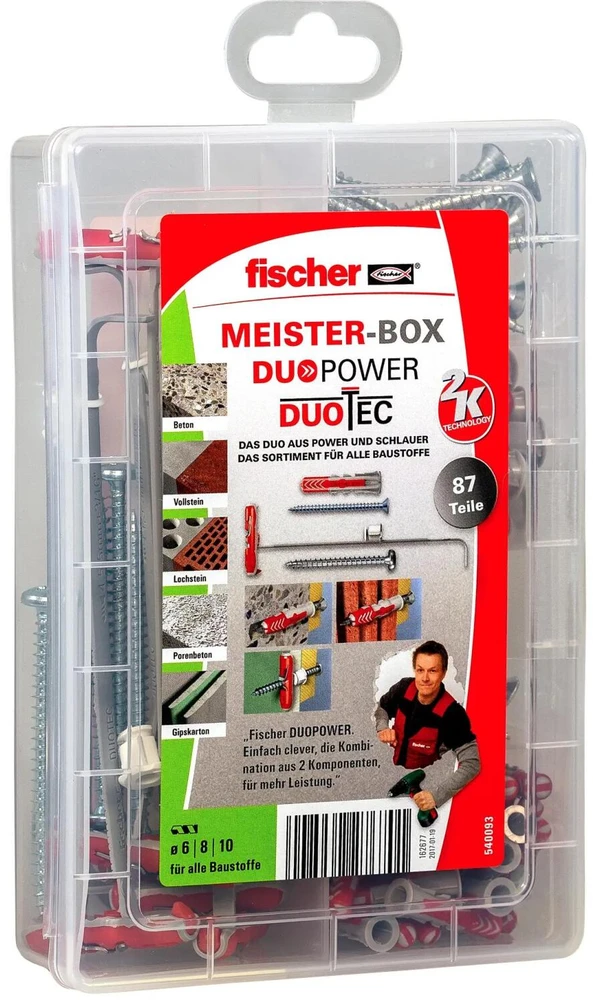 fischer 540093 - Screw & wall plug kit - Concrete - Plasterboard - Plastic - Steel - Wood - 45 pc(s) - Box