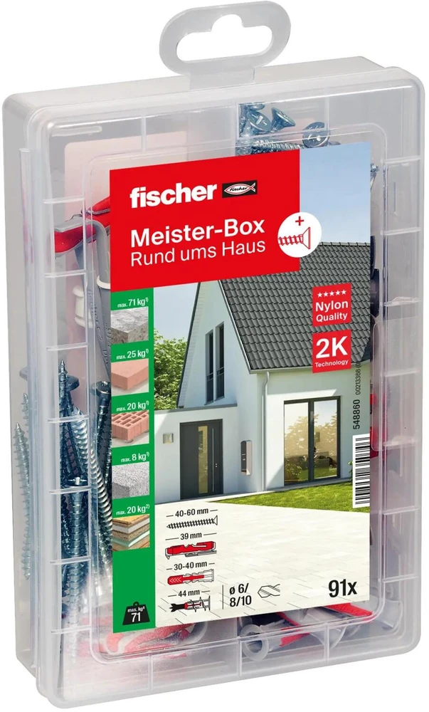 Fischer fischer master box DUOLINE, kaiščiai (šviesi pilka/raudona, su varžtais, 91 vnt.)