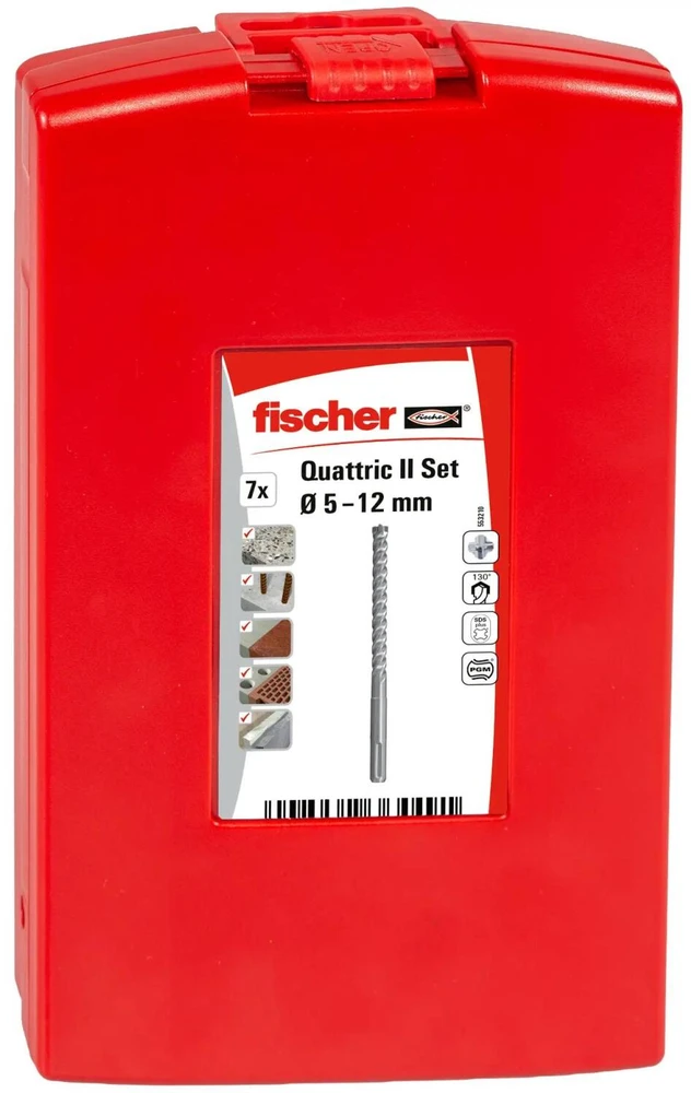Grąžtas Wiertło Fischer Smūginis gręžtuvas set Quattric II Set, SDS plus (5 pieces, 5-12mm)