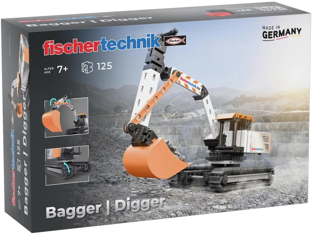 Fischer Technik Fischertechnik Ekskavatorius 576104, 125 dalys, 7 metai ir daugiau, judantis kaušas, surinkimo rinkinys