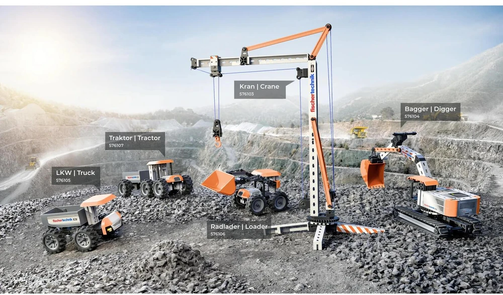 Fischer Technik Fischertechnik kranas 576103, surinkimo rinkinys, 88 dalys, 41cm, besisukantis elementas, 7 metai ir vyresni