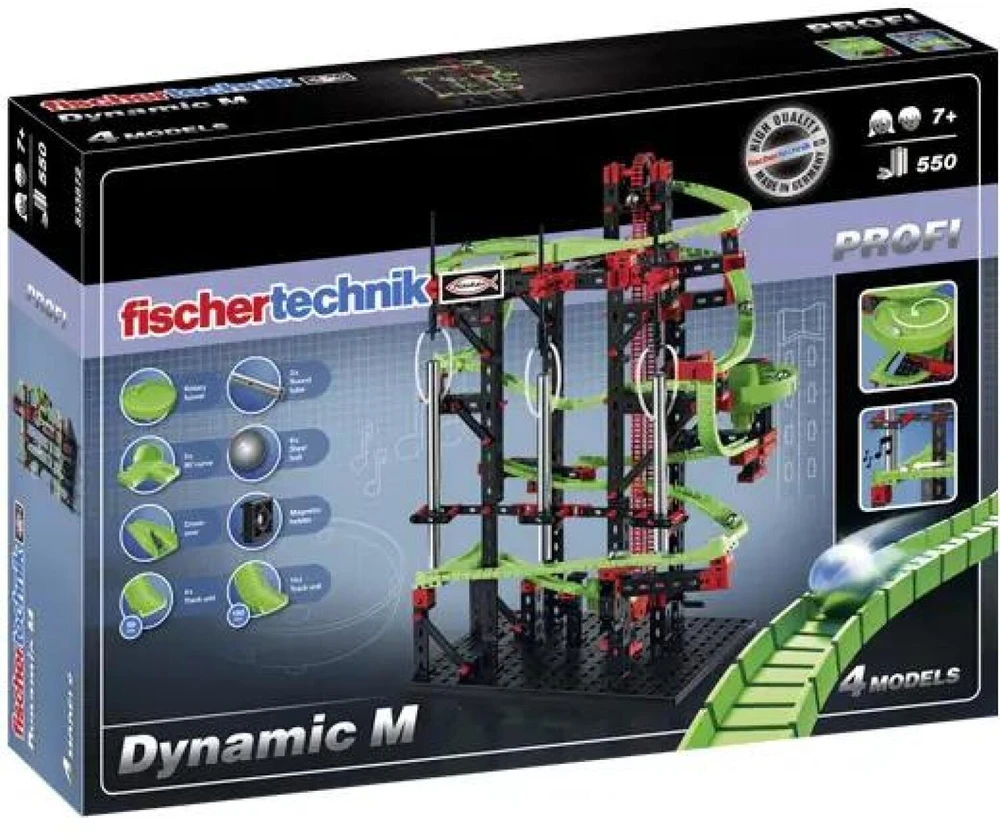 Fischer Technik fischertechnik Dynamic M - Physics erector set - 7 yr(s) - 550 pc(s) - Juodas,Žalias,Raudona - Steel - 465 mm