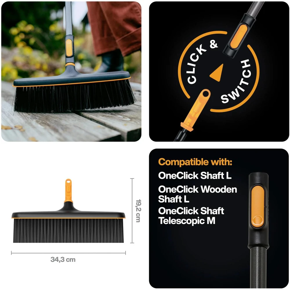 Lauko šluota Fiskars OneClick 1080700, 340 mm, be koto
