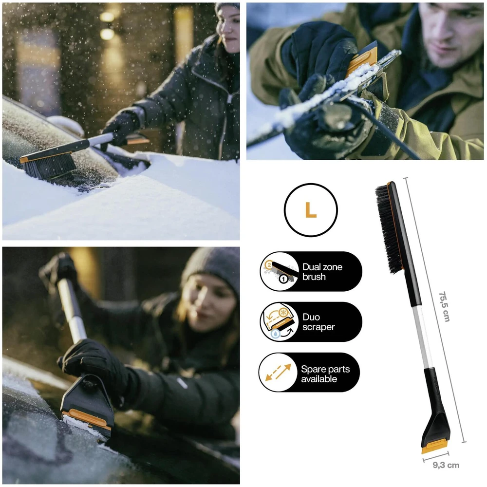 Fiskars Plus automobilio sniego šepetys ir ledo grandiklis, ilgas