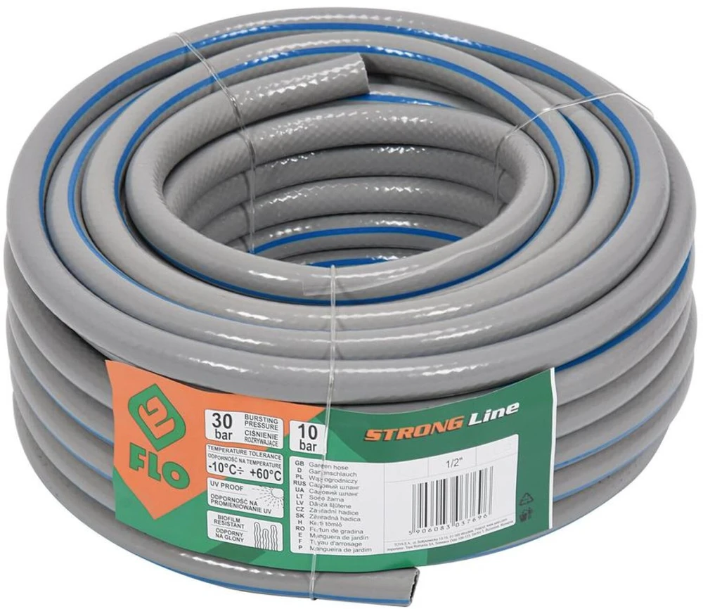 Laistymo žarna pilka STRONG Line, neužsilenkianti (-10 iki+60°C) Flo | d-1/2" 50m