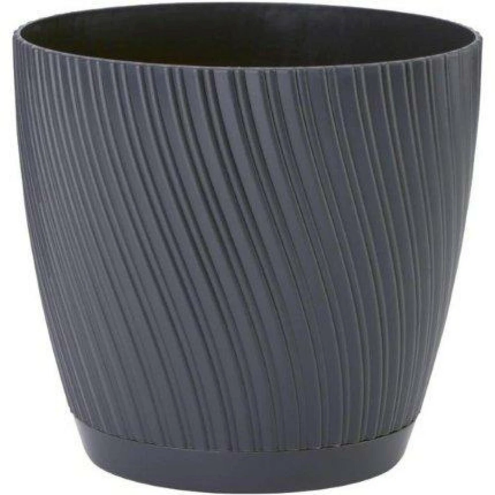 FORM PLASTIC Gėlių vazonas "Mika" su padėklu, 19 cm, juodas